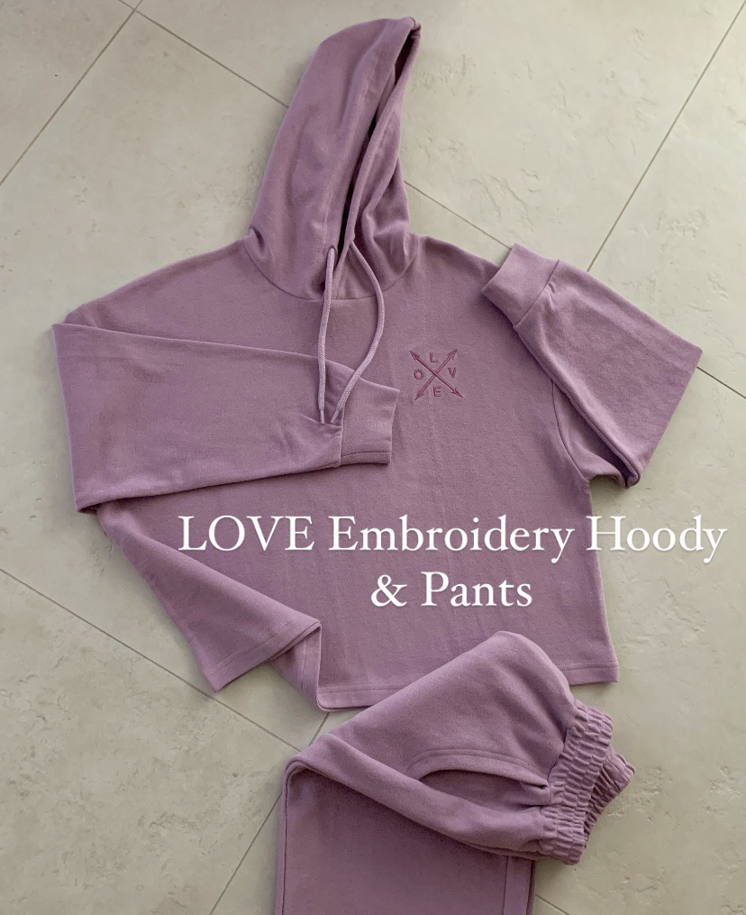 [바로배송] Love Embriodery Hoody &amp; Pants [PURPLE]